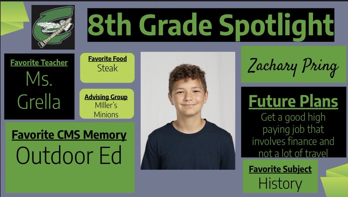 MrDuplaga_CMS's tweet photo. 8th Grade Spotlight
#gr8raiders #OnceARaider
@raidermiddle @cms_mrgordon
@mrduplaga_cms @lcasecms @msmillercms https://t.co/drylyTA27r
