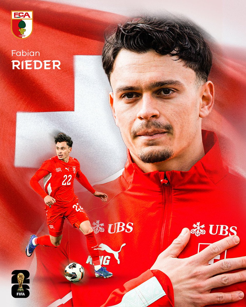 FCAugsburg's tweet photo. #Rieder ist dabei! ๐ช๐จ๐ญ
Unsere Nummer 3๏ธโฃ2๏ธโฃ reist mit der @nati_sfv_asf zur #WM2026 - Glรผckwunsch und viel Erfolg, Fabi! ๐โ
#FCA #WC2026 https://t.co/4x1k8vA48w