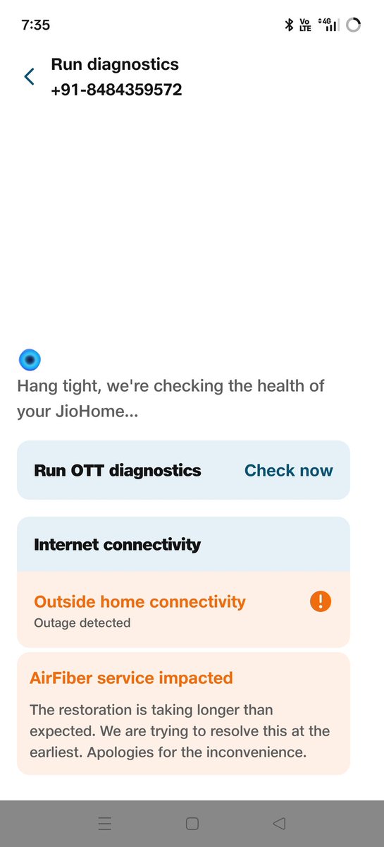 ShriSsp's tweet photo. @jiocare @reliancejio I am facing jio airfiber internet outage https://t.co/Sbi56XYZGb