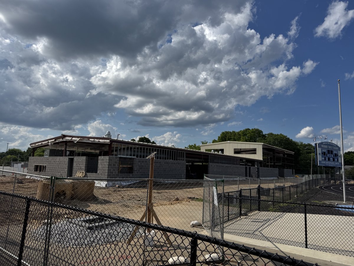 ModelHSAthletic's tweet photo. The new multipurpose building has been coming together nicely as the crews are working on the outer walls, HVAC, among other things. https://t.co/9PH1gJ7IEN