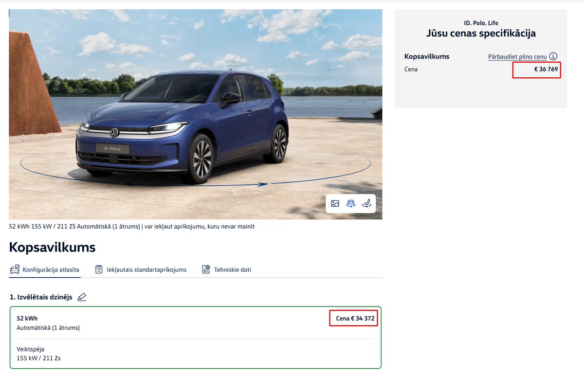 DainisL's tweet photo. Nepilni 37k EUR par ID Polo mazauto. Bāze no 34k. Pielieku klāt beņķu+stūres apsildi, automātisko klimu, tumšos logus aizmugurē. Nebūs. @VW kaut ko smagi pārrēķinājušies. https://t.co/BKz2JsZRwZ