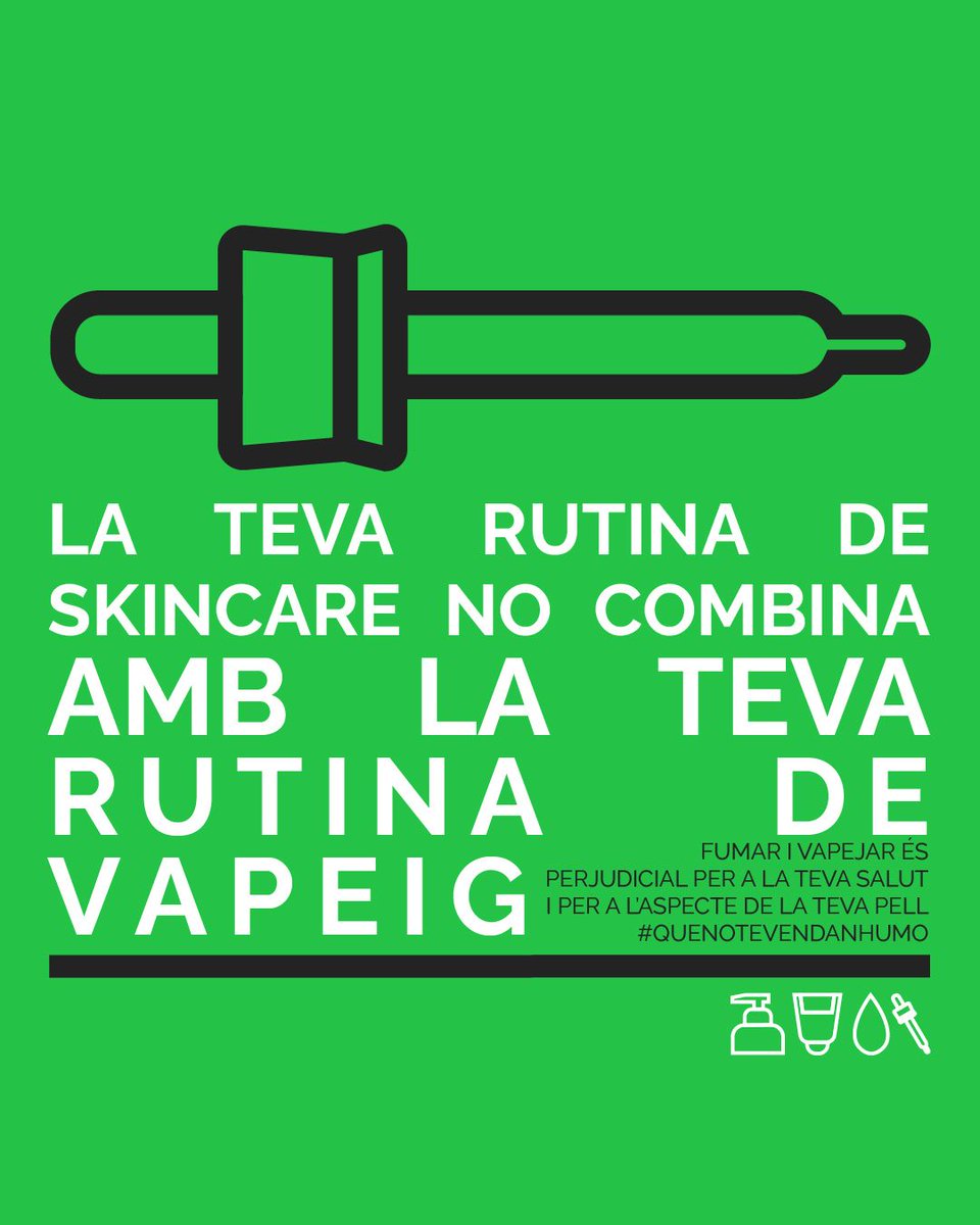 ContraCancerTAR's tweet photo. Sèrums, cremes, protecció solar… tot suma ✨

Però hi ha hàbits que resten. 👀

El vapeig també afecta la teva pell: deshidratació, menys oxigenació i envelliment prematur 💨

#quenoetvenguinfum https://t.co/Jo7OzMGcCm