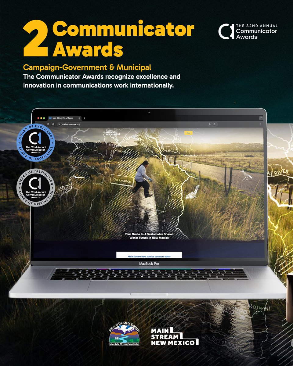 OSEandISC's tweet photo. We’re excited to announce that the Main Stream NM campaign has been recognized with two international awards! Having reached New Mexicans 24 million times, Main Stream brings crucial public understanding to the water issues facing our state.

Learn more! https://t.co/9eUfjkSikN https://t.co/SbbnY5CHhl