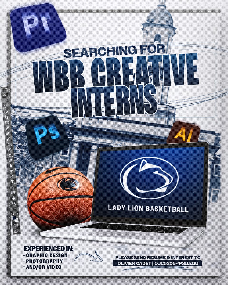 PennStateWBB's tweet photo. ATTN: Penn State Students 📢

We’re looking for our next set of great Lady Lion creative interns! 📸💻

Details below ↓

#WeAre https://t.co/5NKvY2bXr0