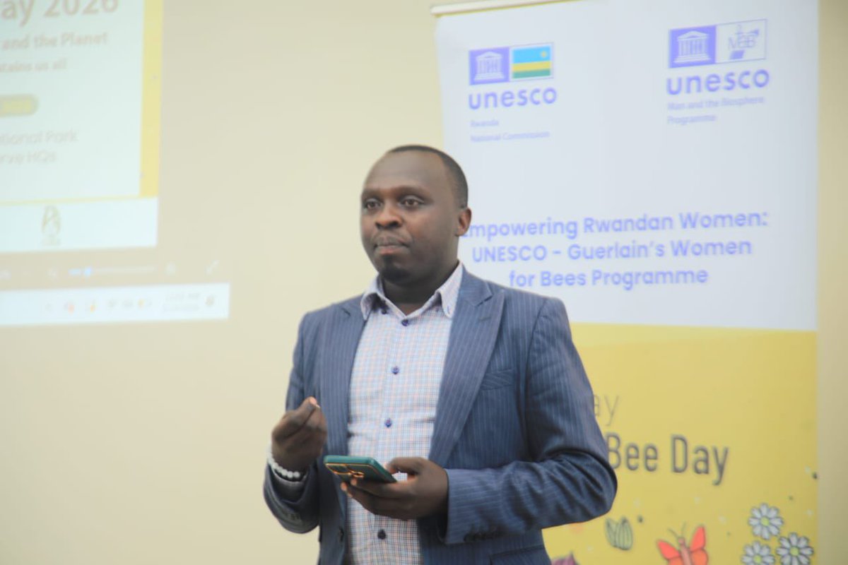 EarthRwanda's tweet photo. Rwanda joined the world in celebrating #WorldBeeDay2026 under the theme: “Bee together for people and the planet” @Gishwati-Mukura Bioshere Reserve organized by @UNESCO_rwanda and #BiosphereReserve to highlight the role of bees in protecting biodiversity and the environment. https://t.co/YOCYUIanMn
