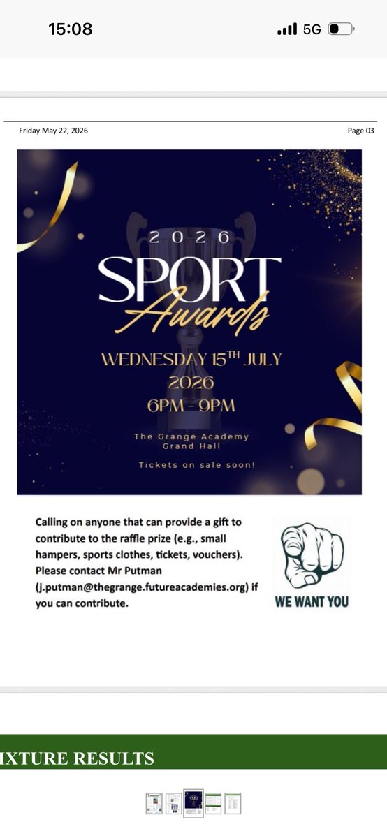 GrangeAcademyPE's tweet photo. Sport Awards is Wednesday 15th July

This will be our 4th year.

If you would like to sponsor the awards, we will advertise your company in our programme and name one of our tables after your business.

So far we have @karting @hemelstorm @JRC_Buffet &amp; Glow in One involved https://t.co/bYTcWjJqOD