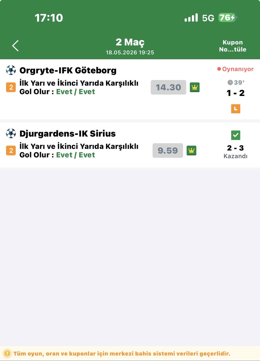 MrtKycn07's tweet photo. @golazoanaliz2 Ertelemeli kazanç ✅✅💚 https://t.co/dqqhqQpOkB