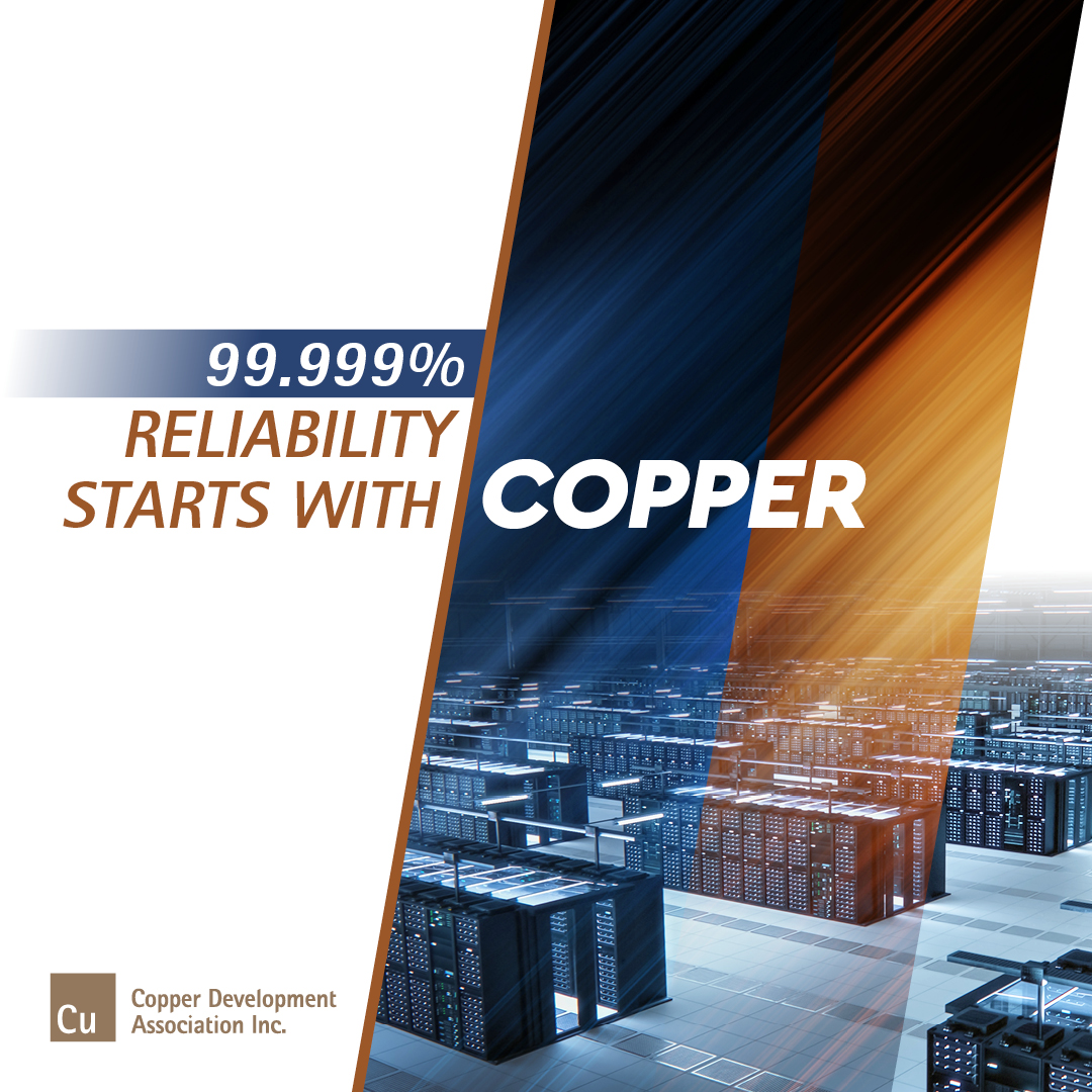thinkcopperUS's tweet photo. Uptime measures data center operational time. To hit Tier 4 reliability (<1hr annual downtime), data centers rely on copper. Its superior conductivity &amp; thermal performance enable 99.999% availability. Reliability is wired in. #CDA #CopperPowersProgress #CopperPowersData https://t.co/dgAMtm6dz3