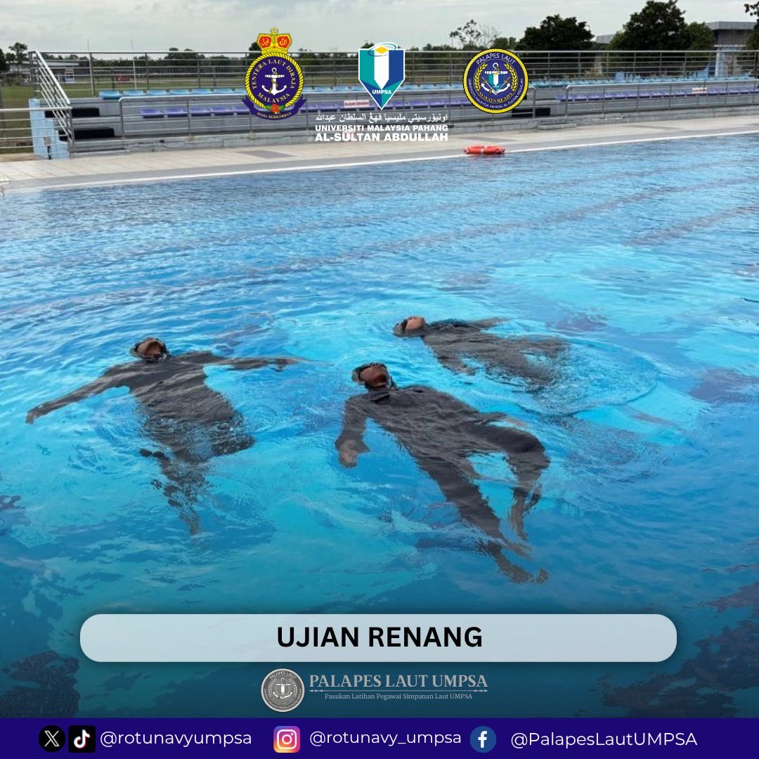 rotunavyumpsa's tweet photo. [ 15 &amp; 16 MEI 2026 || LATIHAN KAWAD KAKI &amp; UJIAN RENANG ]

Pegawai Kadet PALAPES Laut UMPSA mengikuti latihan kawad kaki di UMPSA Kampus Gambang dan telah mengikuti latihan renang di AMSAS, seramai 11 orang Pegawai Kadet telah lulus ujian renang.

#rotunavyumpsa #psstldm https://t.co/xM8xQMj0PR