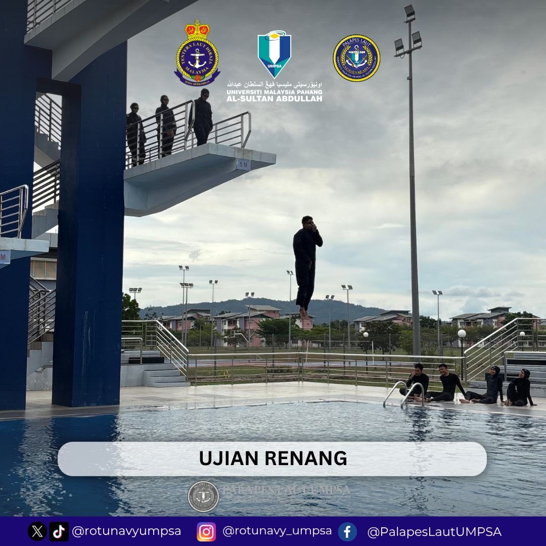 rotunavyumpsa's tweet photo. [ 15 &amp; 16 MEI 2026 || LATIHAN KAWAD KAKI &amp; UJIAN RENANG ]

Pegawai Kadet PALAPES Laut UMPSA mengikuti latihan kawad kaki di UMPSA Kampus Gambang dan telah mengikuti latihan renang di AMSAS, seramai 11 orang Pegawai Kadet telah lulus ujian renang.

#rotunavyumpsa #psstldm https://t.co/xM8xQMj0PR