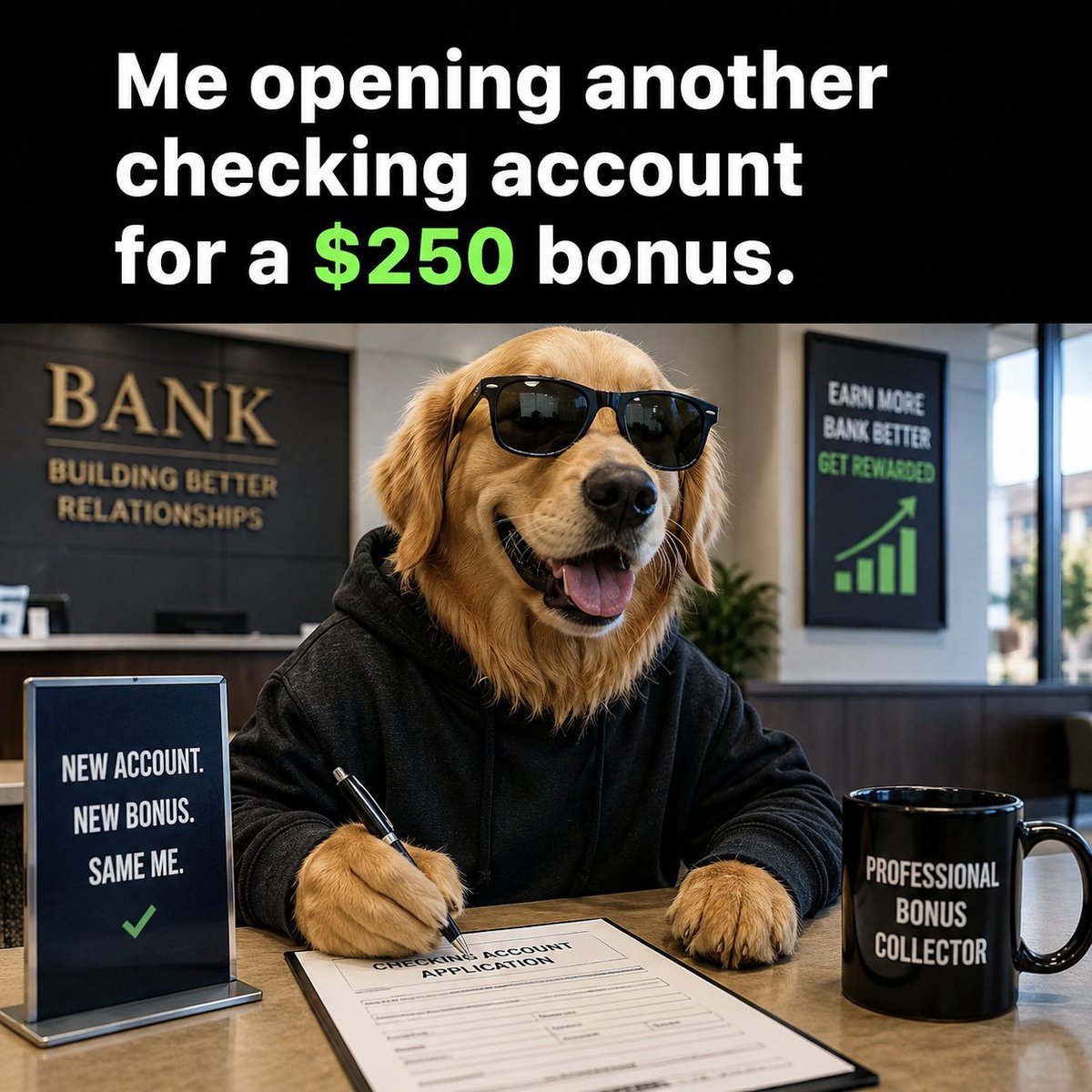 TheBonusJoe's tweet photo. Got another $250 just for opening a checking account 🙂 https://t.co/U98pXxFPhP