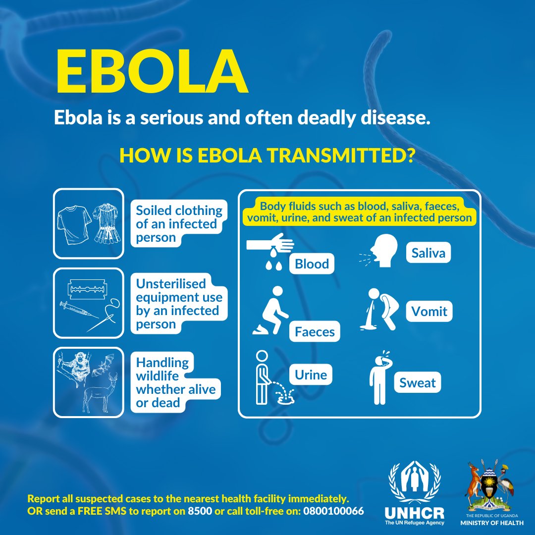 UNHCRuganda's tweet photo. How is Ebola transmitted? https://t.co/dU4KVj6Tm0
