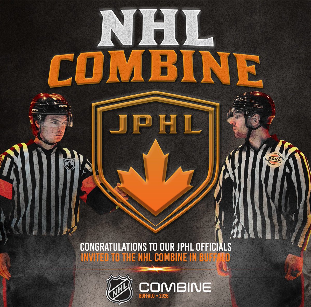 JrProspectsHL's tweet photo. The JPHL would like to congratulate the following eight officials who skated in the league throughout the 2025–26 season and have earned invitations to the 2026 NHL Officiating Combine in Buffalo, NY this August:

• Scott Allan
• Brad Ewing
• Owen Lohmeier
• Tyson Phillips
• Eric Scherger
• Trevor Thurston
• Koletrane Wilson
• Christian Yip

Through the continued relationship with the BCHL and the development-focused model of the JPHL, our officials continue to climb the ladder and showcase the proven pathway available within our game.

#ProvenPathway #JPHL #BCHL #NHL
