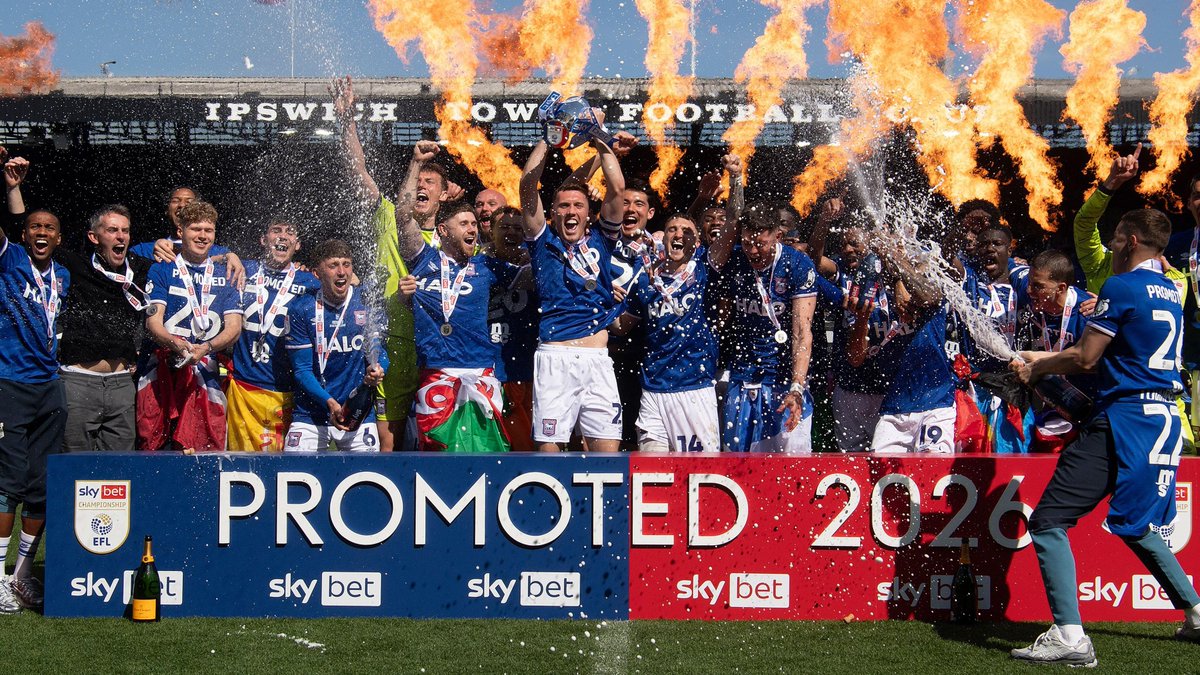 PunkFootball's tweet photo. So, how have the celebrations been for the past few weeks Ipswich fans? Back in the Premier League next season!

https://t.co/VDVJ3zHmIe

#IpswichTown #Championship #Promoted #PunkFootball https://t.co/KYX3ehH9ki