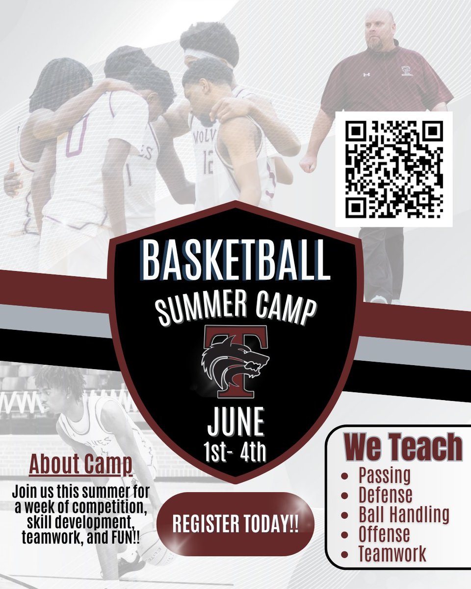 TviewBasketball's tweet photo. 🚨 GETTING CLOSE 🚨

Basketball camp is right around the corner the first week of June‼️

Get signed up and come join us for a great week of FUN‼️ https://t.co/IUuntO2BDh