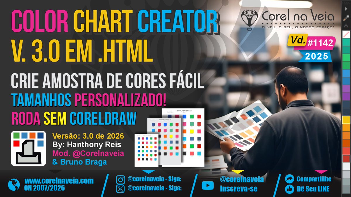 CorelnaVeia's tweet photo. 🎨 #Color Chart Creator V3 em #HTML Roda sem #CorelDRAW Acese: https://t.co/sGeZuNG9Eu Lembrem-se das ações para ajudar nossos projetos! Baixe que é 0800, link na descrição! https://t.co/0PTmKCnKp0