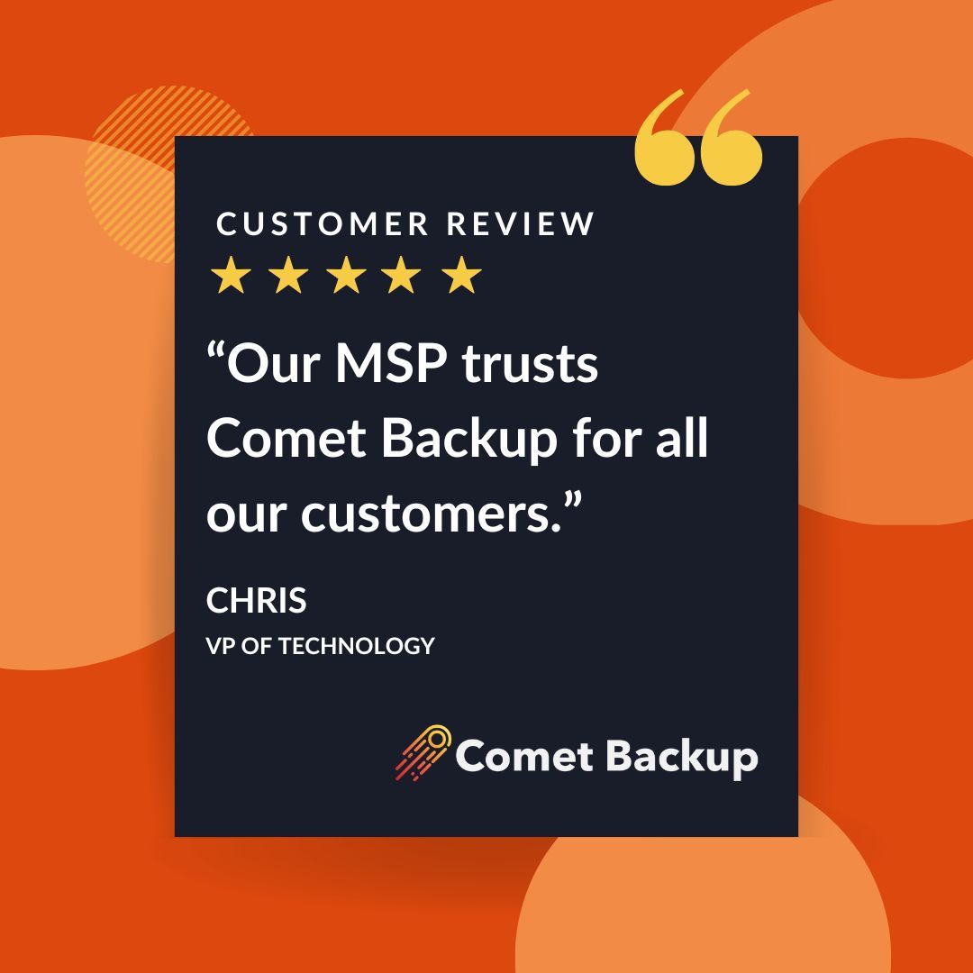 CometBackup's tweet photo. 🤝🏽 Looking for a #backup solution you can trust? See what our partners say about #CometBackup. 

We'd love to hear about your experience with Comet and how we can help your business! 

Leave us a review on @Capterra ✍🏼: https://t.co/PUGlmkQD0s https://t.co/xDfvAX4m9s