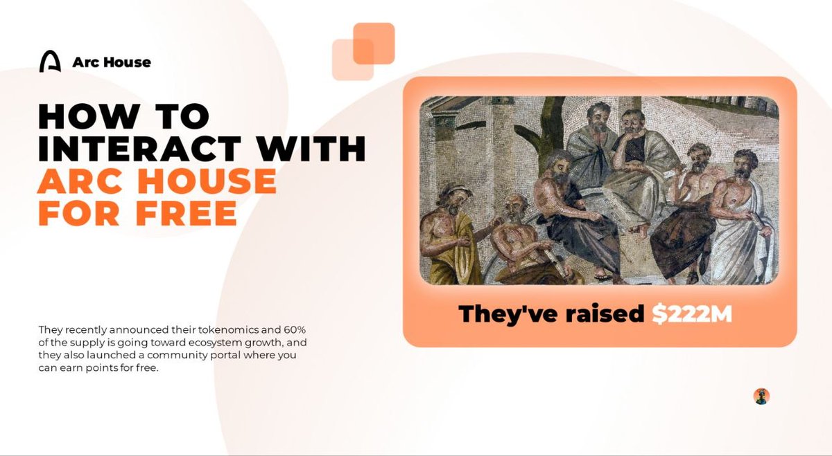 Abrahamchase's tweet photo. Well, here's how to interact with @arc house for free and earn points.

They've raised $222M in funding rounds, so it's worth a try.

They recently announced their tokenomics and 60% of the supply is going toward ecosystem growth, and they also launched a community portal where you can earn points for free.

No confirmation yet on what these points will be used for, but since it costs nothing, it might be worth doing if you’re already looking at Arc.

You can start here: https://t.co/27BxDUoGTm

You can make your LinkedIn account and log in with your LinkedIn to get 100 points after signing up.

Then you can go to the content tab and read articles and video articles to get the points.

Try to earn as many points as you can by doing different tasks, but at least aim for Tier 1 with 500+ points.

This is a limited-time task:

You can go here: https://t.co/wpZMXnvvhG and click on "Join Event".

Then click on "MATCH" and wait for a few seconds after joining to get another 20 points.

There’s not much to do in the space right now anyway, so it might be worth looking into.

That’s all for now, will keep you updated.