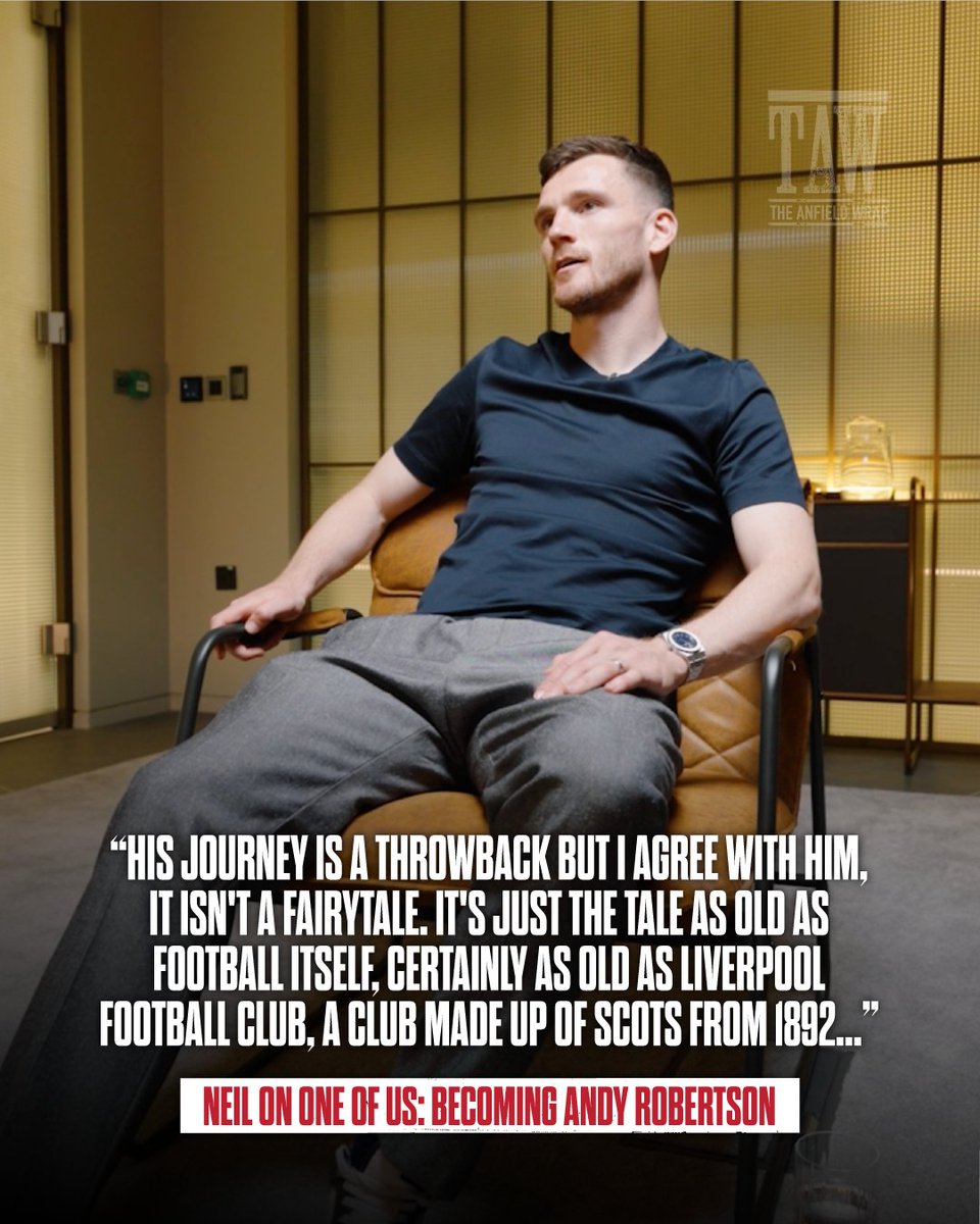 TheAnfieldWrap's tweet photo. ✍️ "It isn't a fairytale. It's just the tale as old as football itself." @Knox_Harrington 

One Of Us: Becoming Andy Robertson, FREE to watch on The Anfield Wrap Youtube and App 👇

  📺 Youtube: https://t.co/fFCgq6R6n7 
  📲 TAW App: https://t.co/eNpQIJSgGi https://t.co/VNzxfA4DjJ
