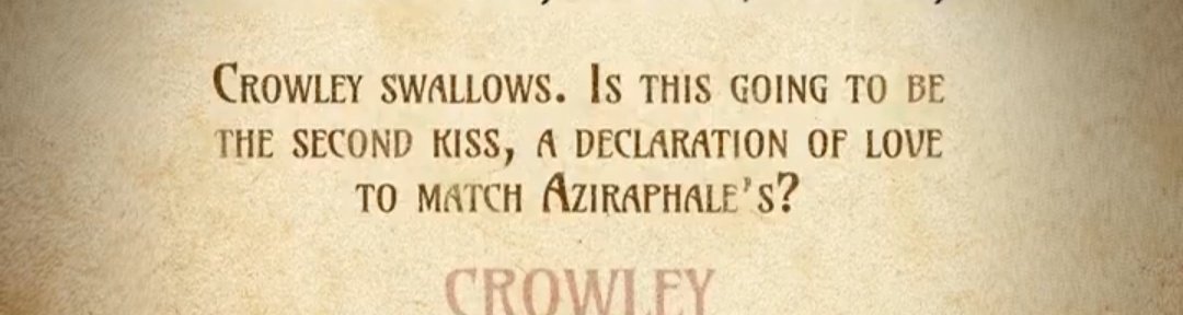 _drlecter's tweet photo. "Is it going to be a second kiss, a declaration of love to match aziraphale's?" 
They are straight up mocking us, laughing at our faces. I can not do this anymore bro what the fuck happened to my show. https://t.co/p4LOlXpU0s