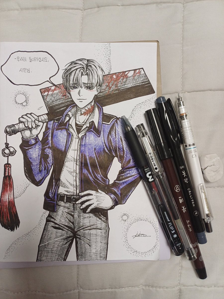 mugglezone00's tweet photo. 최요원 드로잉에 사용한 툴들.
#괴담출근 #최요원 #팬아트 #penart #ペン画 https://t.co/bJOdOBOFEW