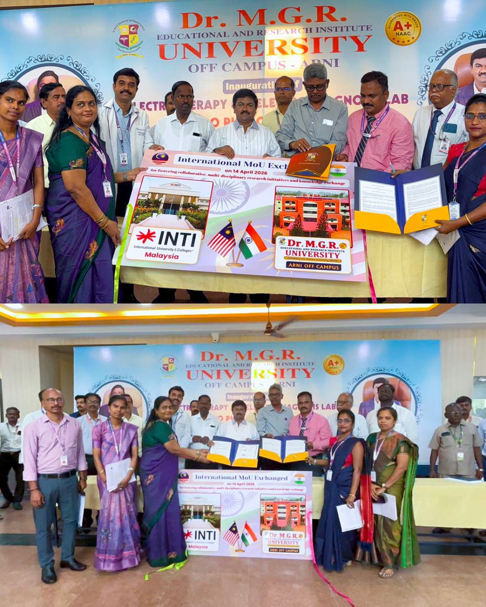 AcsArunkumar's tweet photo. Pleased to inaugurate the Electrodiagnosis Lab, Neuro Physiotherapy Lab, Paediatric Physiotherapy Lab, Physician Associate Skill Lab, and the Digital Learning Cell at the Faculty of Physiotherapy & Allied Health Sciences, Off Campus, Dr. M. G. R. Educational and Research Institute.

#DRMGR #MGRERI #physiotherapylab #alliedhealthsciences