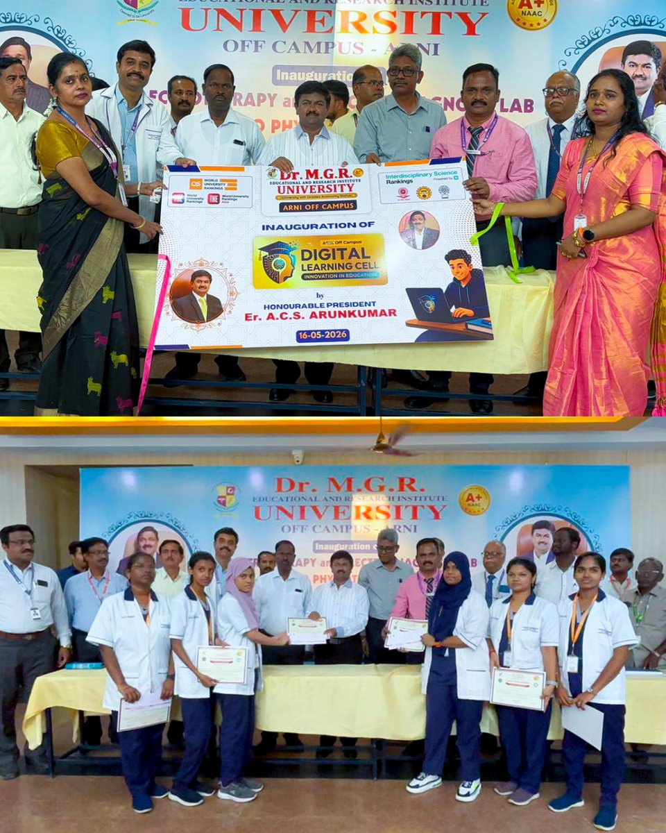 AcsArunkumar's tweet photo. Pleased to inaugurate the Electrodiagnosis Lab, Neuro Physiotherapy Lab, Paediatric Physiotherapy Lab, Physician Associate Skill Lab, and the Digital Learning Cell at the Faculty of Physiotherapy & Allied Health Sciences, Off Campus, Dr. M. G. R. Educational and Research Institute.

#DRMGR #MGRERI #physiotherapylab #alliedhealthsciences