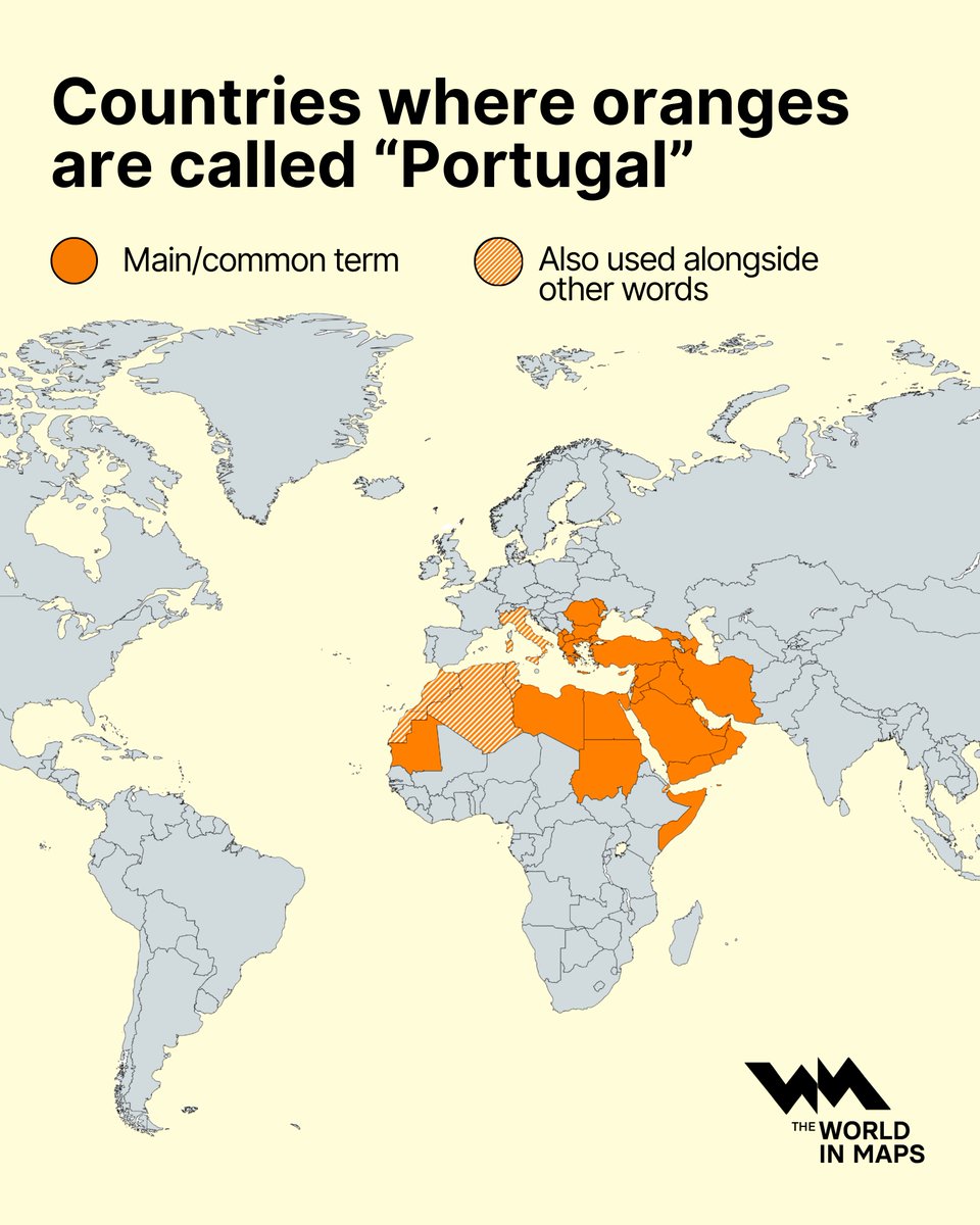 xruiztru's tweet photo. Countries where oranges are called “Portugal” https://t.co/7SIq6NHVdI