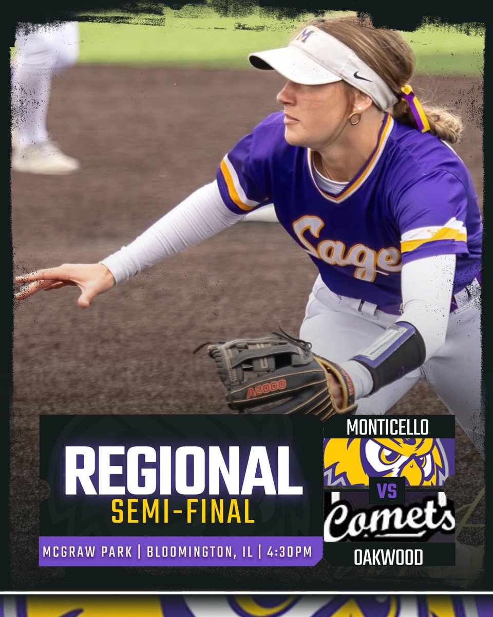 sages_softball's tweet photo. Postseason softball is here.

One pitch at a time. One team. One goal.

🟣 Monticello vs. Oakwood
📍 McGraw Park – Bloomington, IL
⏰ 4:30 PM
🥎 IHSA Regional Semifinal

Play loose, play confident, and leave everything on the field. https://t.co/wct9L0tIPo