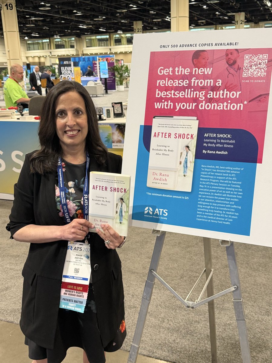 RanaAwdish's tweet photo. I will be signing books in the #ATS2026 store after today’s plenary! Come find me and take home a copy of After Shock before it hits stores 💗💗💗 #MedTwitter @atscommunity https://t.co/e5Lkvzxco3