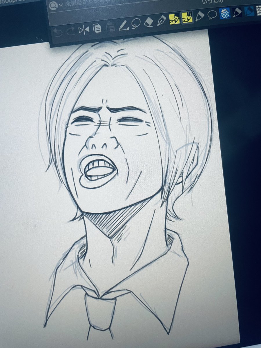 uz_candy_house's tweet photo. 前回もKT〜〜〜！含むレポ描いてたのにペン入れで飽きてお蔵入りになったデータまだ残ってた(※元ネタトレス)
下にブルーノ・マーズと信長の野望の絵もいる https://t.co/aE8kc9fVK3