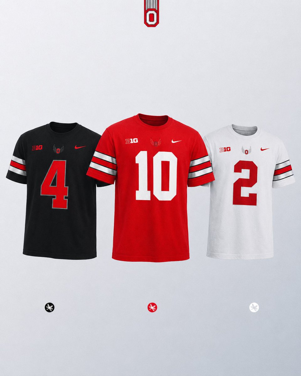 GastonLeGreat's tweet photo. @OhioStateFB #nike loving these new heritage striped uni’s and I cannot wait to get them for my kids. My dilemma is that they are too small for these sizes, is there any chance you’d consider making replica tshirts or onesies. Guarantee you’d sell out, shoot even adults would buy https://t.co/jT0SJYnzlA