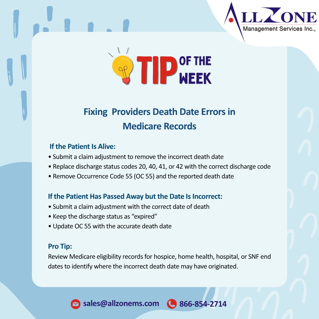 Allzone_Online's tweet photo. Sharpen your #medicalcoding skills with this week’s expert tips and valuable insights.
Improve accuracy, optimize workflows, and speed up your #reimbursement results.
#Allzonems #TipTuesday #TipoftheWeek #HCPCS #medicalcoder #healthcare #clinicaldocumentation #tuesdayvibe https://t.co/9ZaO3zeJMT