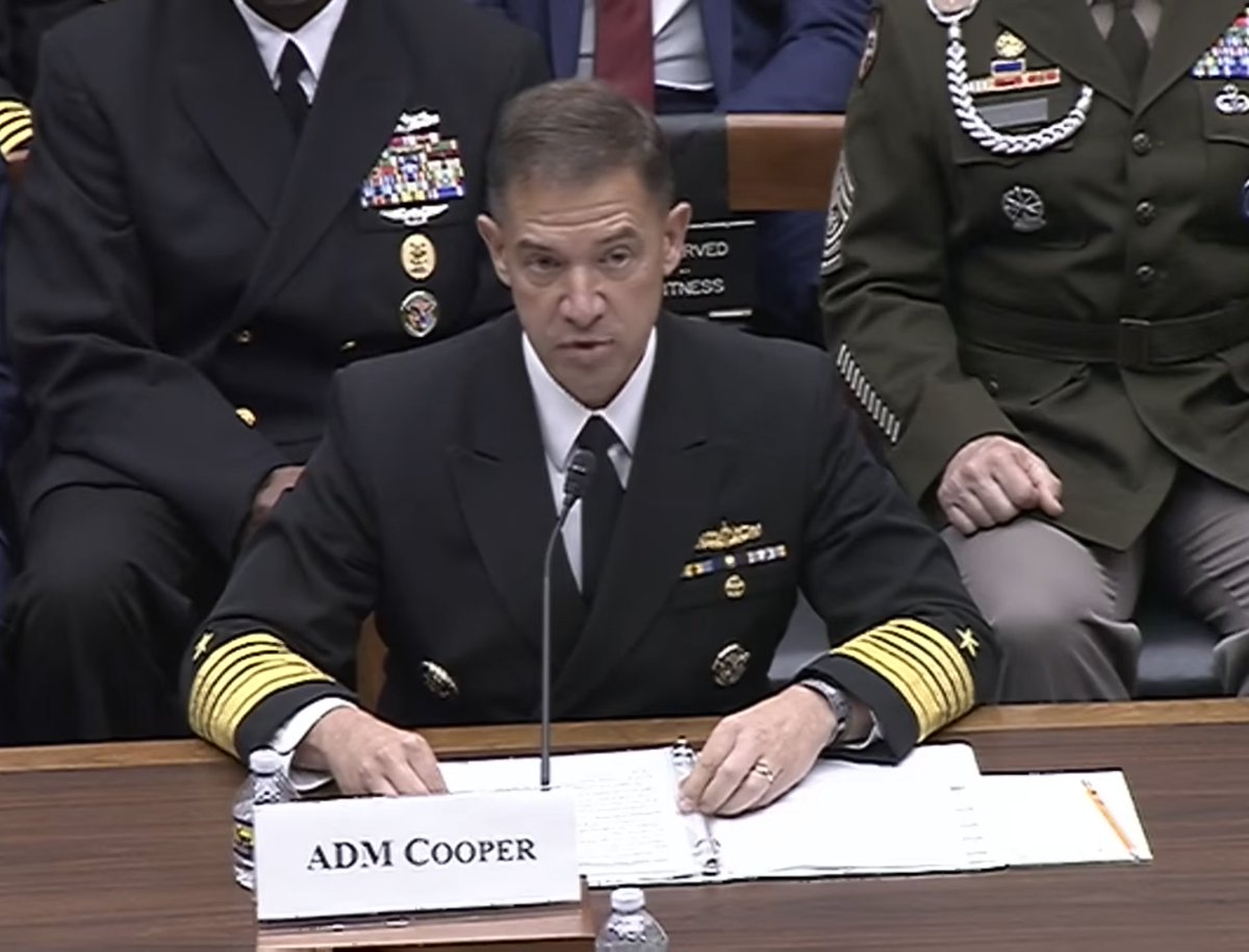 ColbyBadhwar's tweet photo. Admiral Cooper looking a little different at today's HASC hearing. Only a few service ribbons. https://t.co/cB0uOov3W4