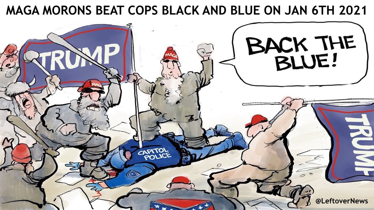 LeftoverNews's tweet photo. @Acyn #MAGA says “Back The Blue!” while they #BeatBackTheBlue https://t.co/sv9UX5fVy1