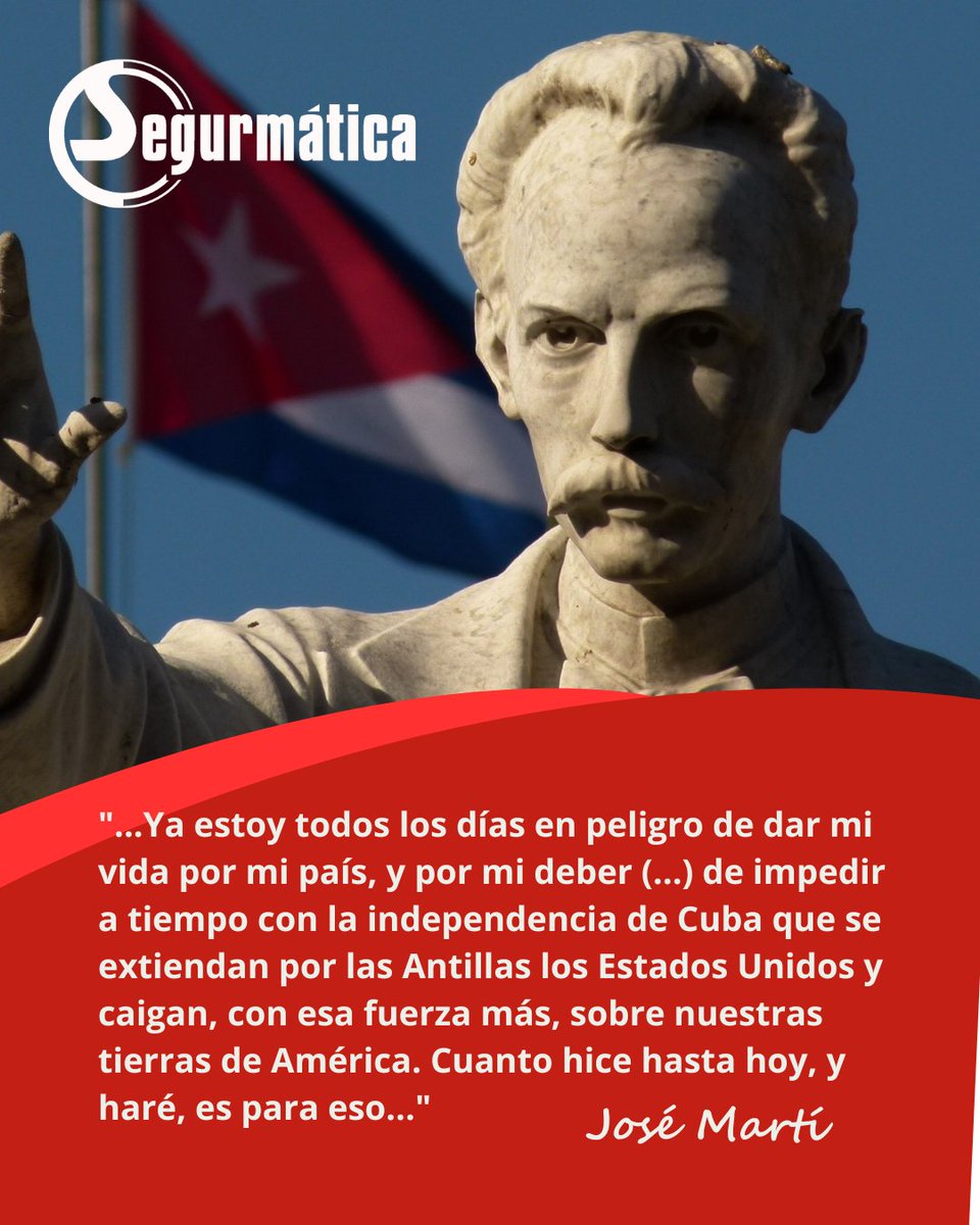 AVSegurmatica's tweet photo. A 131 años de la caída en combate de José Martí, honramos su lugar en la historia de la Patria.
#MartíVive
#LaPatriaSeDefiende https://t.co/53JNL4Rv4s