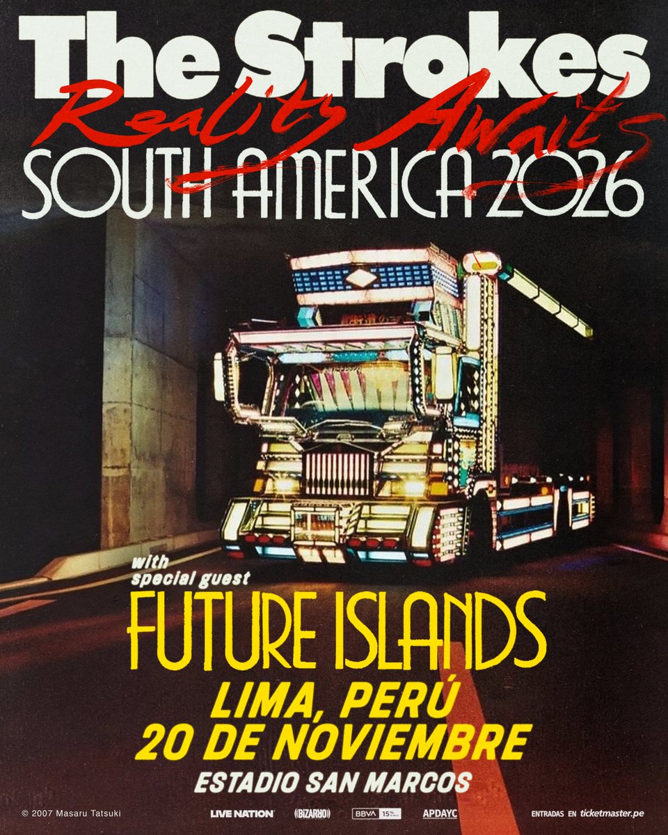 livenationperu's tweet photo. 📣 @thestrokes llegará este 20 de noviembre al Estadio San Marcos como parte de su gira “Reality Awaits”. 

​ Banda soporte: @futureislands 

🎟️ Preventa BBVA 15% dscto: miércoles 20 de mayo – 10 a.m. en @ticketmasterpe​
🎟️ Venta General: viernes 22 de mayo – 10 a.m. en @ticketmasterpe