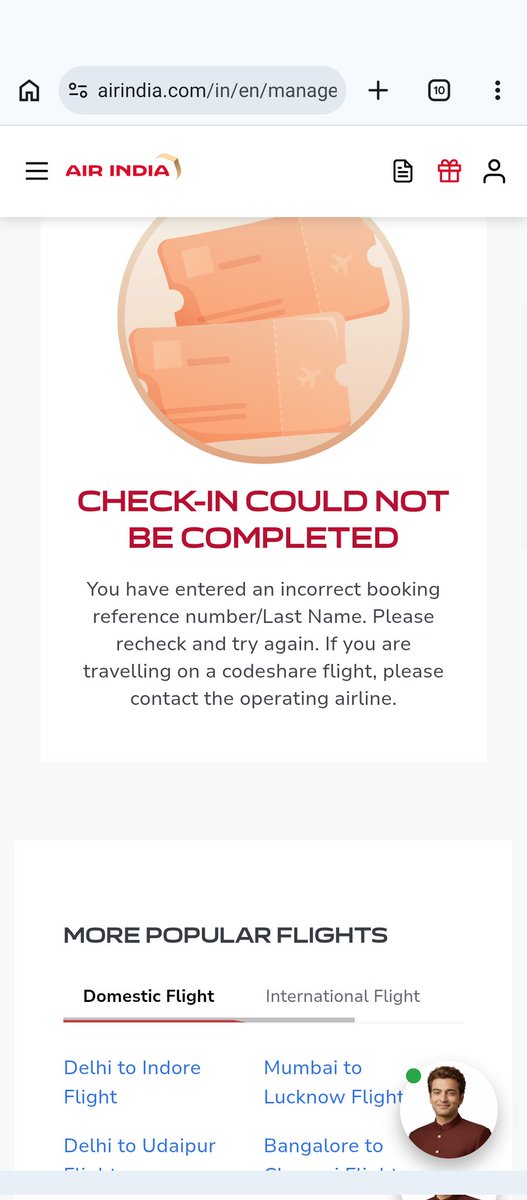 guruparan004's tweet photo. @AAI_Official then when I checked with the AI chatbot for checkin, after a series of messages it is replying that "Can you please check the details and try again?", when I checked and tried again the same list of messages is repeating. https://t.co/I6wbREIKQa