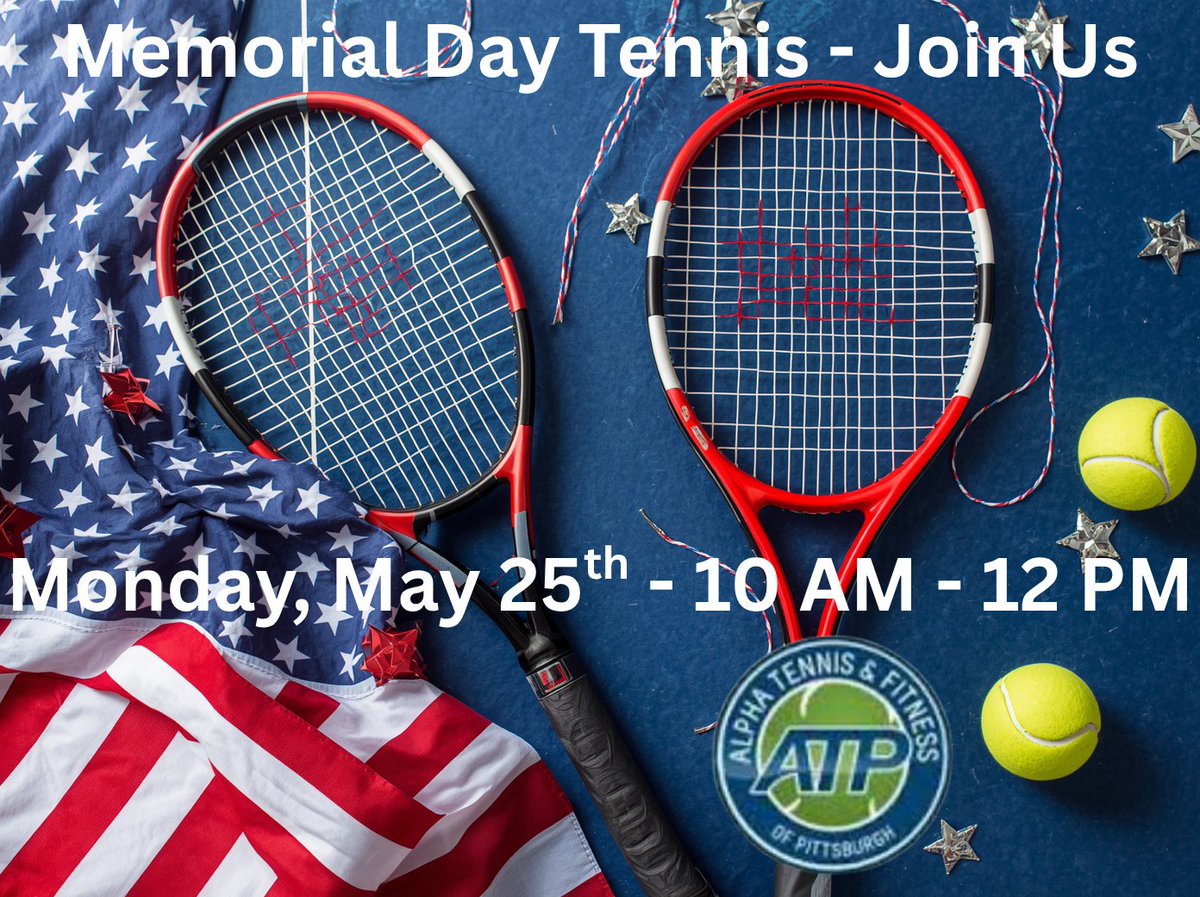 TennisAlpha's tweet photo. 🎾🇺🇸 Memorial Day Tennis Clinic at Alpha Tennis 🇺🇸🎾
Honor the holiday by getting on the court and improving your game at our exciting Memorial Day Tennis Clinic at Alpha Tennis! https://t.co/Ld7CWueQ6H