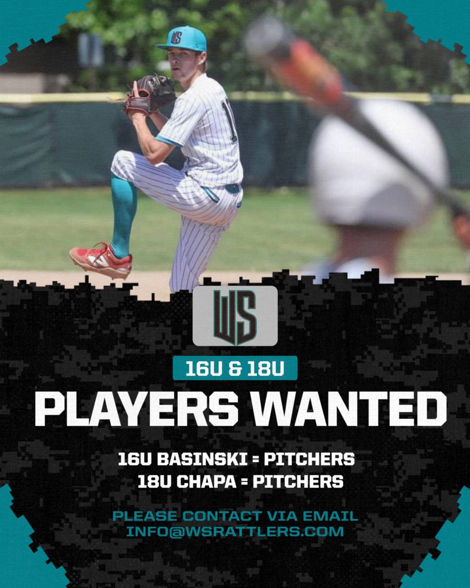wsrbaseball's tweet photo. Westside Rattlers 16u &amp; 18u baseball teams are looking to add more pitching. They are playing in tournaments at Butler U. and Northwestern U. Along with local tournaments across West Michigan.

Contact us via email: info@wsrattlers.com https://t.co/qV77YVRqHy