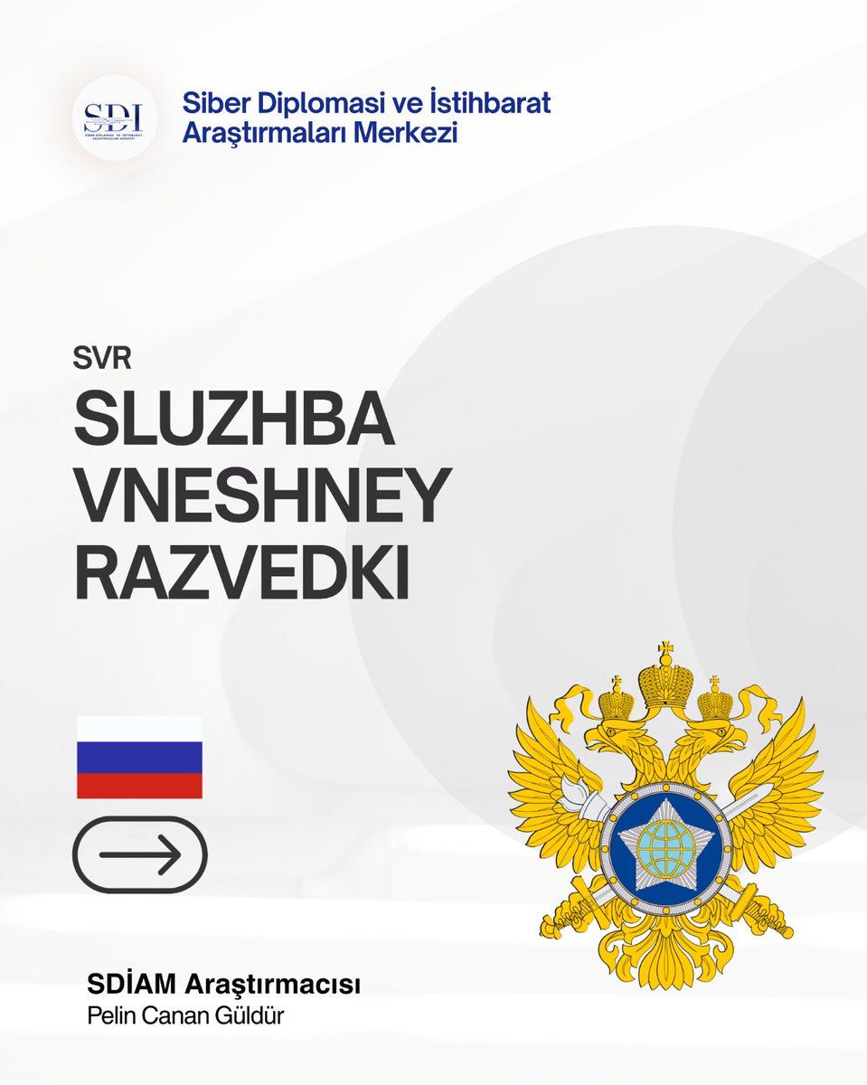 sdiam_tr's tweet photo. 🔖 İSTİHBARAT SERVİSLERİ | 🇷🇺
Sluzhba Vneshney Razvedki 

Rusya Dış İstihbarat Servisi 
 
#SVR #Russia #IntelligenceServices #DivanDernegi #sdiam https://t.co/lGx55lKYfF