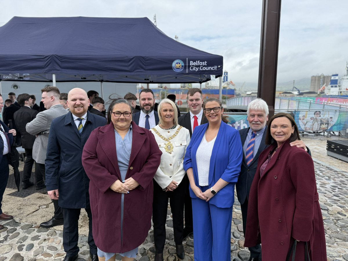 sbunting_'s tweet photo. Delighted to meet the King today during a visit to Belfast. 

It was wonderful to see the @BelfastBands as part of the entertainment alongside Ards CCE and others, as part of a preview of what can be expected at the Fleadh in August. 

Huge opportunity for the members of the Forum, and it was lovely that the King took the time to meet them and have a chat about their upcoming performances.
