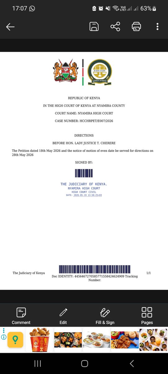 LawSocietyofKe's tweet photo. NYAMIRA CONSTITUTIONAL PETITION NO. E007 OF 2026: LAW SOCIETY OF KENYA V. ENERGY AND PETROLEUM REGULATORY AUTHORITY & OTHERS
​EXECUTIVE NOTICE: LSK CHALLENGES CONSTITUTIONALITY OF PETROLEUM PRICING AND LEVIES

​The Law Society of Kenya  moved to the High Court to challenge the legality of the current petroleum pricing regime, asserting that the Energy and Petroleum Regulatory Authority (EPRA) and the Ministry of Energy are in breach of the mandatory constitutional principles governing public finance and administrative justice.

 The Petition,  https://t.co/8DPIBcWPij, argues that the imposition of various petroleum levies lacks a valid legal and consultative foundation, violating Article 10 on national values of transparency and accountability, and Article 201 which requires openness and public participation in all financial matters.

 Furthermore, the Society contends that the Respondents have failed to provide the "comprehensive and independently verified risk assessment" required under Article 35, effectively denying Kenyans their right to information regarding the economic burden of fuel costs.

​The matter was placed before Lady Justice T. Cherere on 19th May 2026, where the court took immediate cognizance of the significant public interest involved. The Court has issued urgent directions requiring the Petition and the Notice of Motion to be served upon all Respondents immediately, with a strictly abridged timeline for the filing of responses.

 A mention to confirm compliance and secure further conservatory orders is scheduled for 28th May 2026, marking a pivotal moment in our quest to ensure that executive policy remains subordinate to the Constitution.

​The Society extends its gratitude to Wilkins Ochoki for his selfless commitment in representing the LSK in this Public Interest Litigation on a pro bono basis.