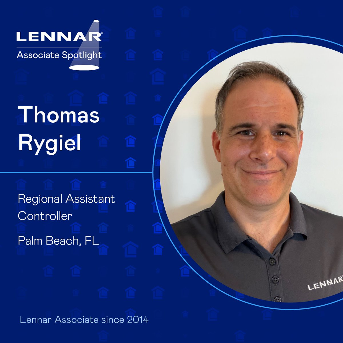 Lennar's tweet photo. Meet Thomas Rygiel, Regional Assistant Controller for Lennar's Southeast and Southwest Florida Divisions and this week's Associate Spotlight. His passion for homebuilding and expertise in navigating complex deals drives his career. https://t.co/xFVMMlFrLC #ILoveLennar #AssociateSpotlight