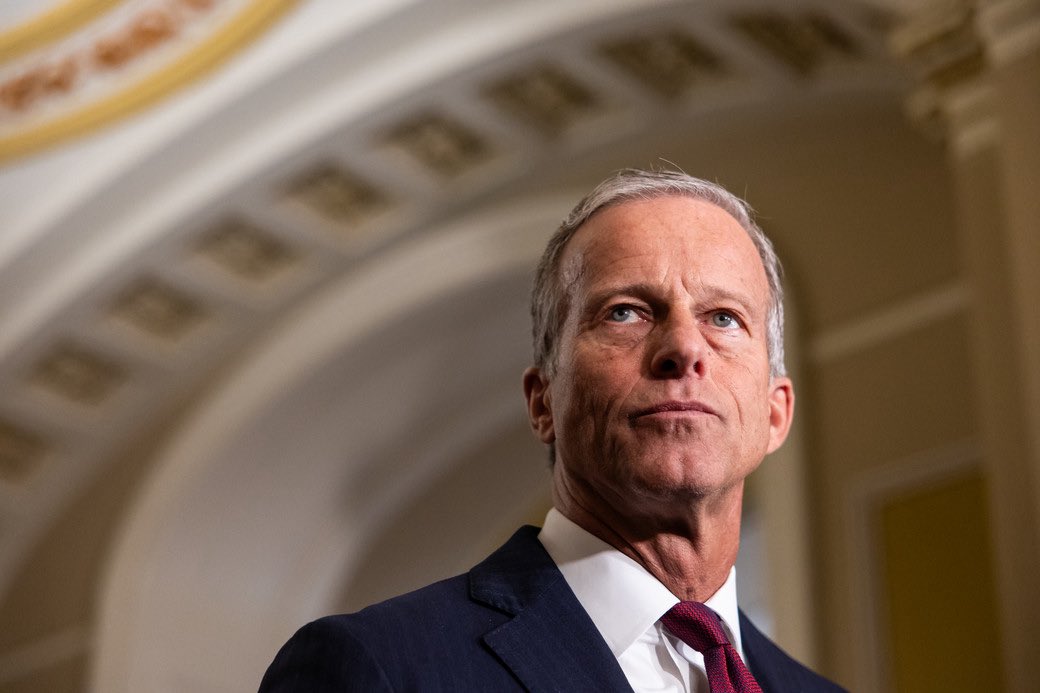 PollTracker2024's tweet photo. Punchbowl News: Senate Majority Leader John Thune criticizes Trump’s anti-weaponization fund

Thune: “Not a big fan. And I’m not sure exactly how they intend to use it. I don’t see a purpose for that.” https://t.co/tA1udz4EMK