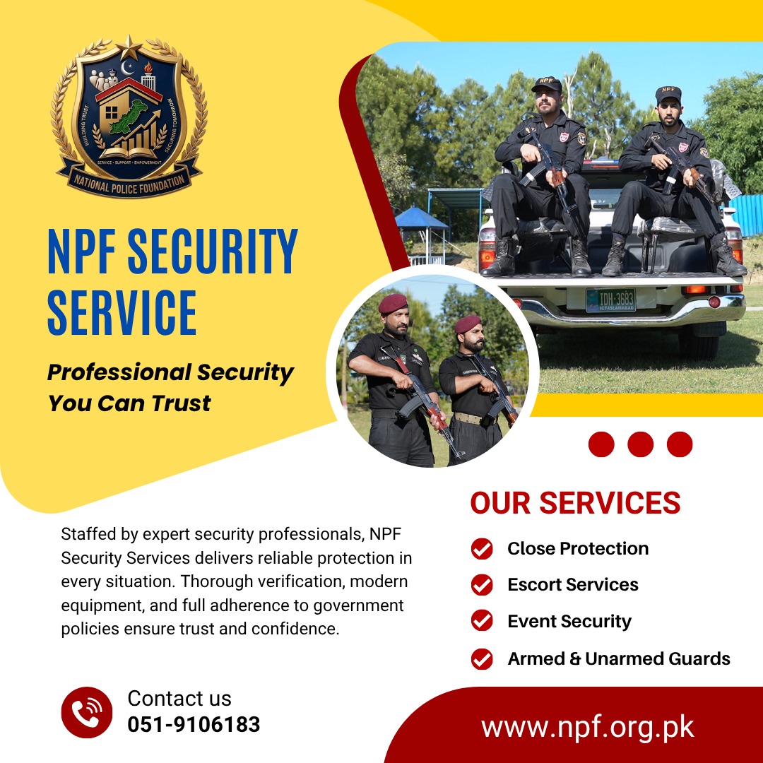 NPFPak's tweet photo. Professional, reliable, and trained security personnel for homes, businesses, and organizations.
📞 051-9106183
#NPF #PoliceWelfare #SecurityServices #TrustedProtection #SecureEnvironment https://t.co/fUul7quVkp