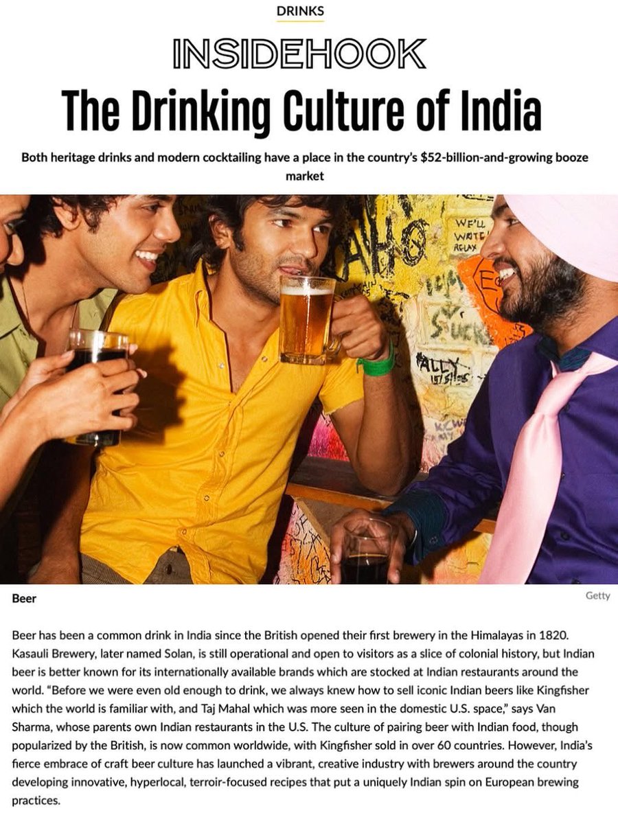 rupeebeer's tweet photo. India’s drinking culture is evolving at remarkable speed. Home to the world’s most populated nation and also largest diaspora of more than 35 million Indians overseas, India is exporting its traditions and drinking trends across continents. Read the full article in @InsideHook https://t.co/oB2aHJRNHA