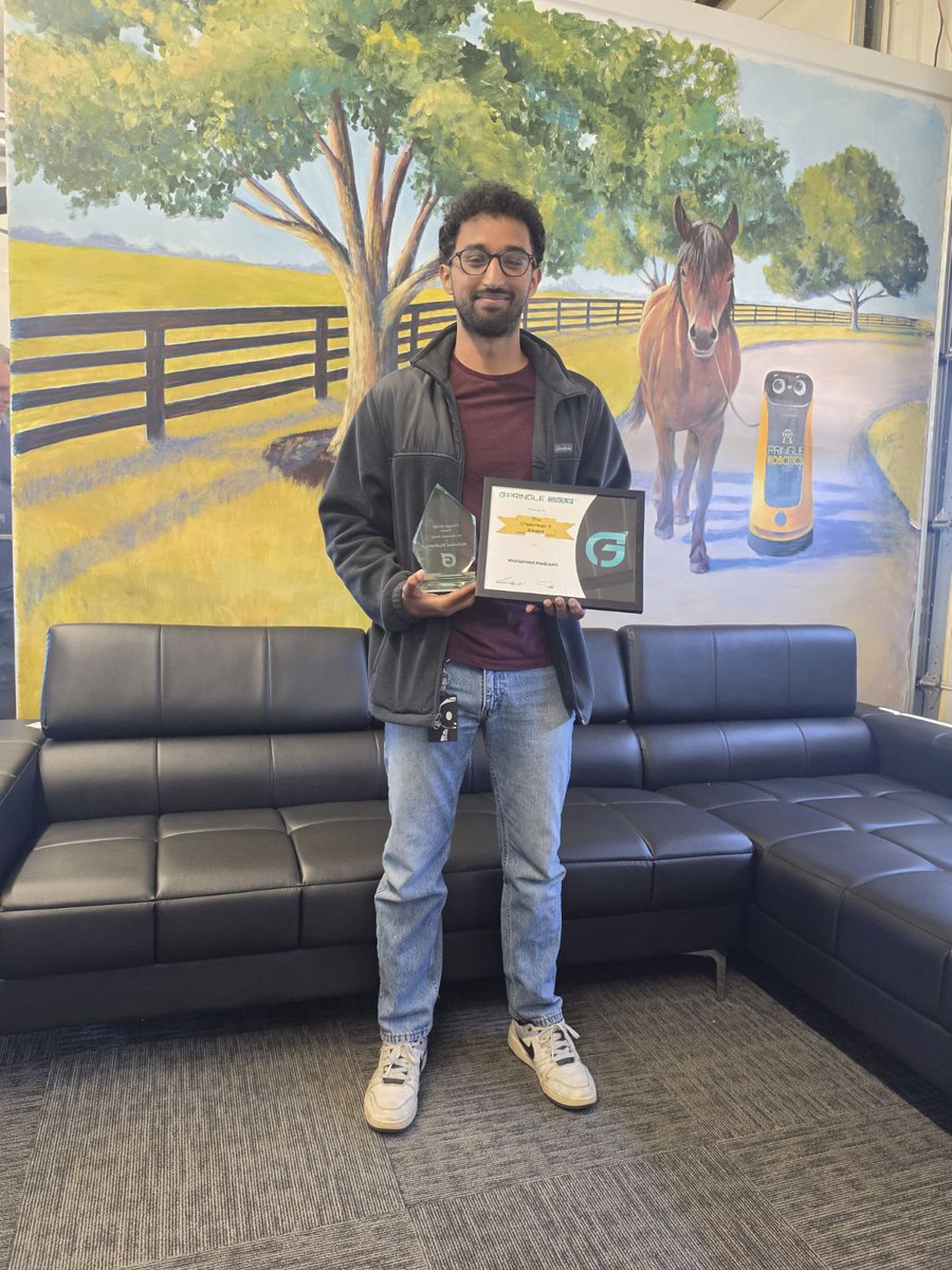 PringleRobotics's tweet photo. Last week, three employees were honored for their standout contributions to Pringle Robotics over the past year. Help us congratulate our winners:

- Swethan Durganala, Mountain Mover Award
- Mohamed Hadrami, Chairman Award
- David Kopacz, Chairman Award https://t.co/T25QYoyoDJ
