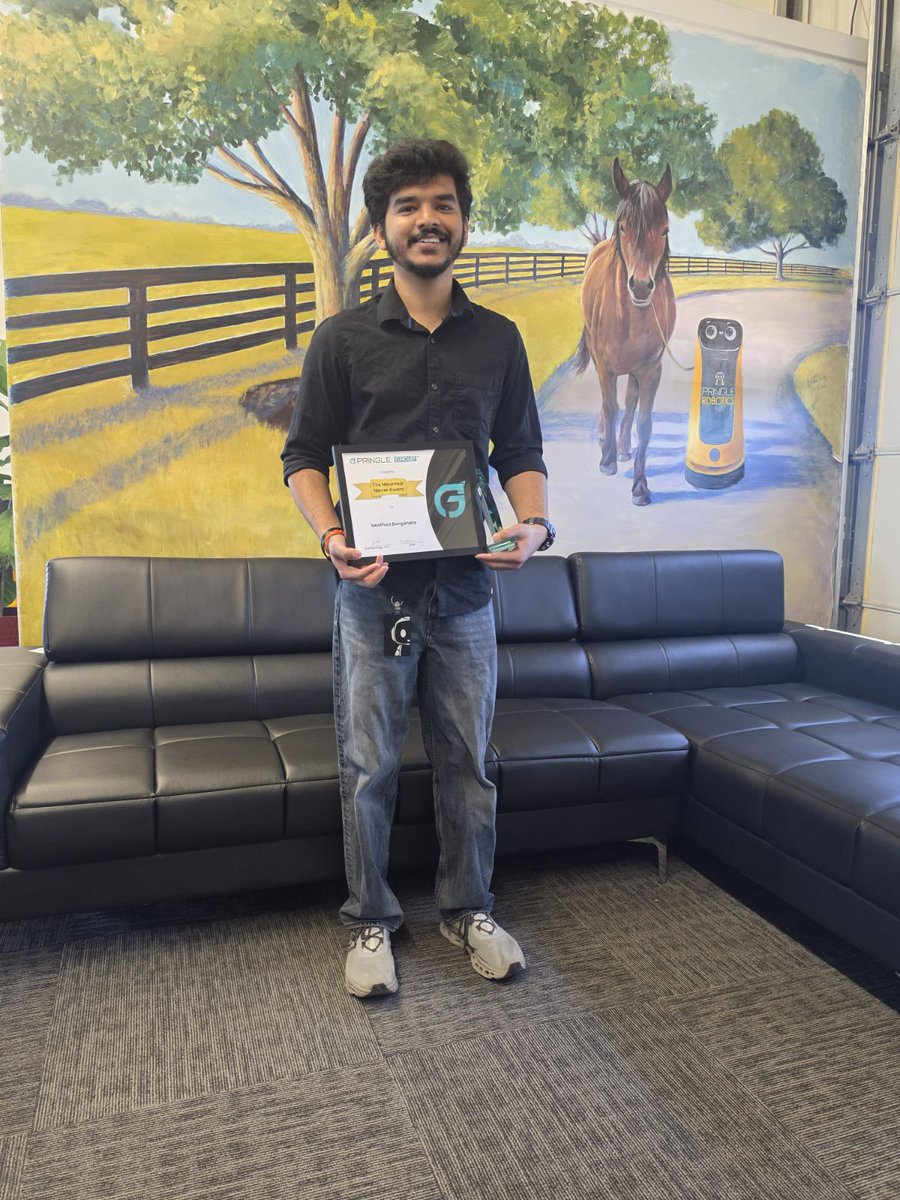 PringleRobotics's tweet photo. Last week, three employees were honored for their standout contributions to Pringle Robotics over the past year. Help us congratulate our winners:

- Swethan Durganala, Mountain Mover Award
- Mohamed Hadrami, Chairman Award
- David Kopacz, Chairman Award https://t.co/T25QYoyoDJ