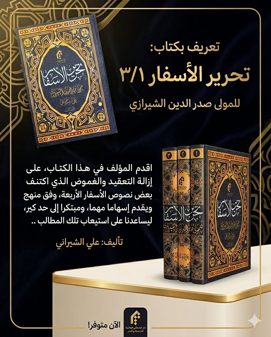 Dar_Midad's tweet photo. تحري الأسفار ٣/١ للمولى صدر الدين الشيرازي 
تأليف: على الشيراني

يرصد المؤلف في هذا الكتاب، إزالة التعقيد والغموض الذي اكتنف بعض نصوص الأسفار الأربعة، وفق منهج دراسي ميسر، ويقدم إسهاما مهما، ومبتكرا إلى حد كبير، ليساعدنا على استيعاب تلك المطالب .. https://t.co/aJWbOipQXP